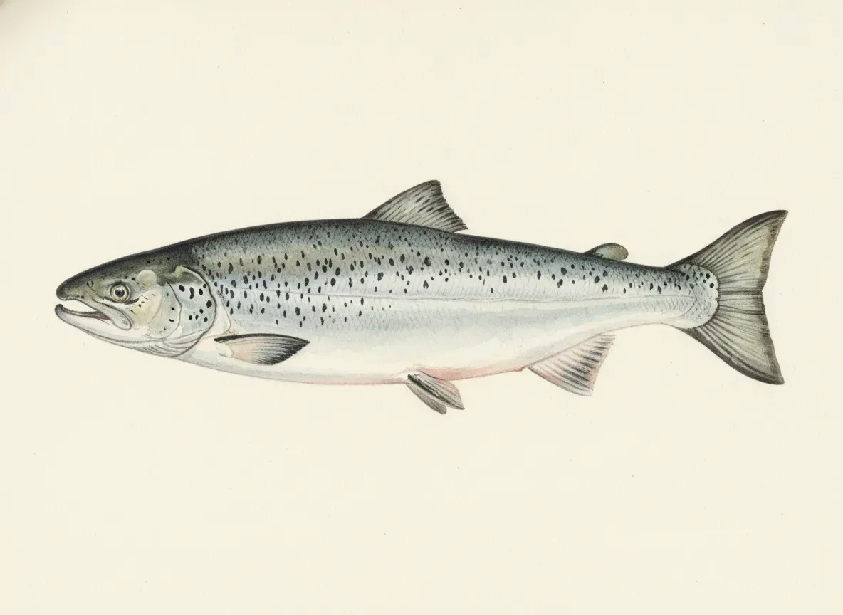 Illustration av lax (atlantlax)